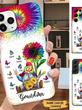 Tie dye Gnome Sunflower Butterflies Grandma Mommy Auntie Personalized Phone case SCMAY2001