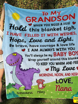 To My Grandson, Granddaughter Dinosaur Gift from Grandma Personalized Blanket SC2762