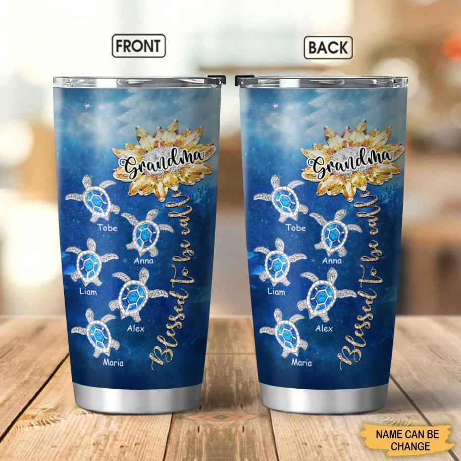 Turtle Blessed To Be Called Grandma Personalized Tumbler Tumbler ShinyCustom - The Best Personalized Gift Store 