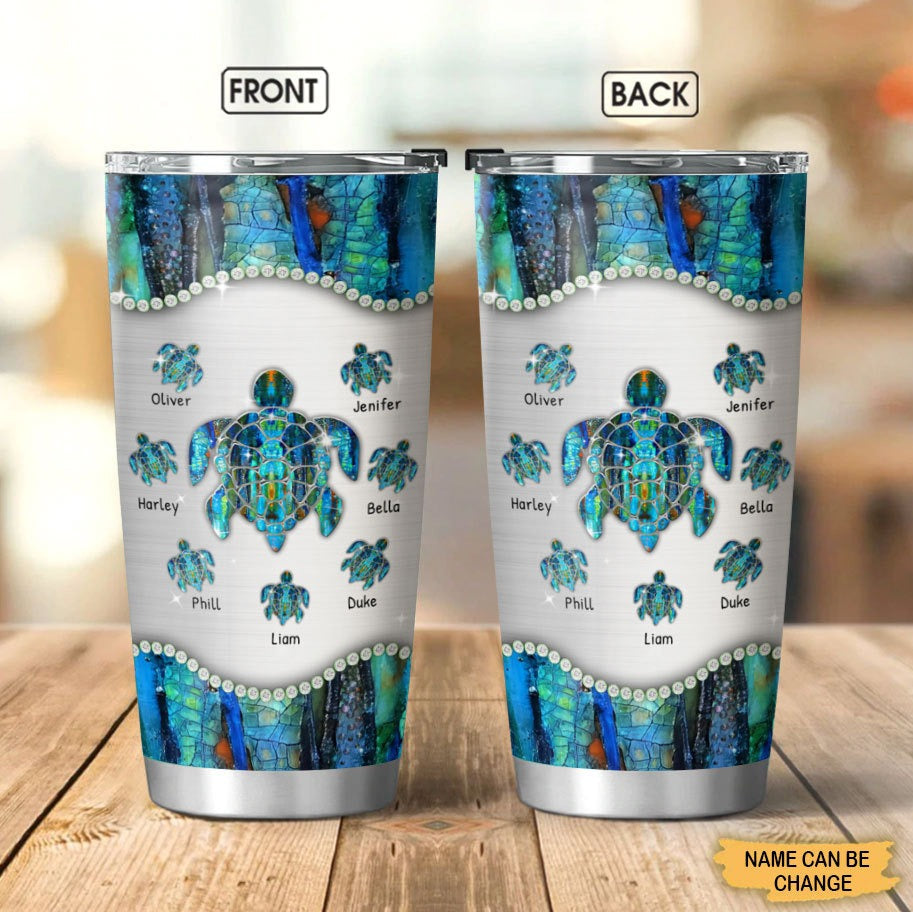 Turtle Grandma with Grandkids Mommy Auntie Personalized Tumbler Tumbler ShinyCustom - The Best Personalized Gift Store 