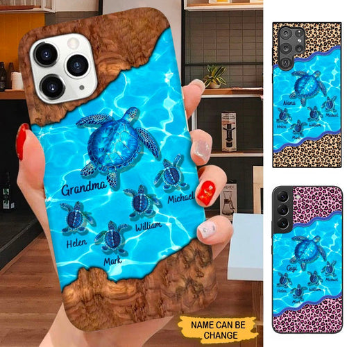 Turtle Grandma with Grandkids Nana Mommy Aunite Personalized Phone case SC25105 Phone case ShinyCustom Phone Case 