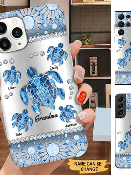 Turtle Grandma with Grandkids Personalized Phone case