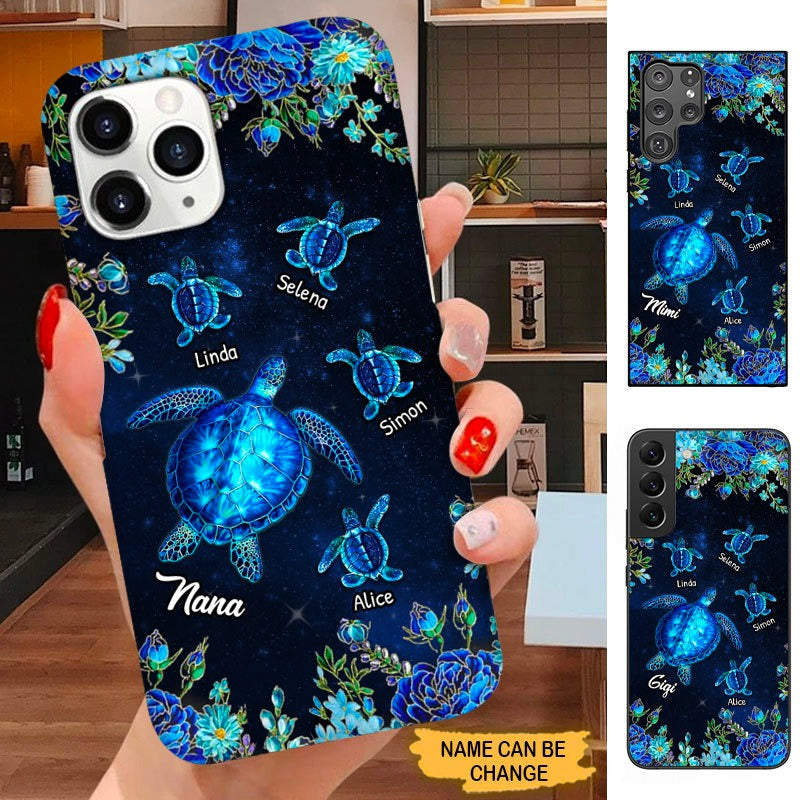 Turtle Grandma with grandkids Nana Mommy Personalized Phone case SC3098 Phone case ShinyCustom Phone Case 