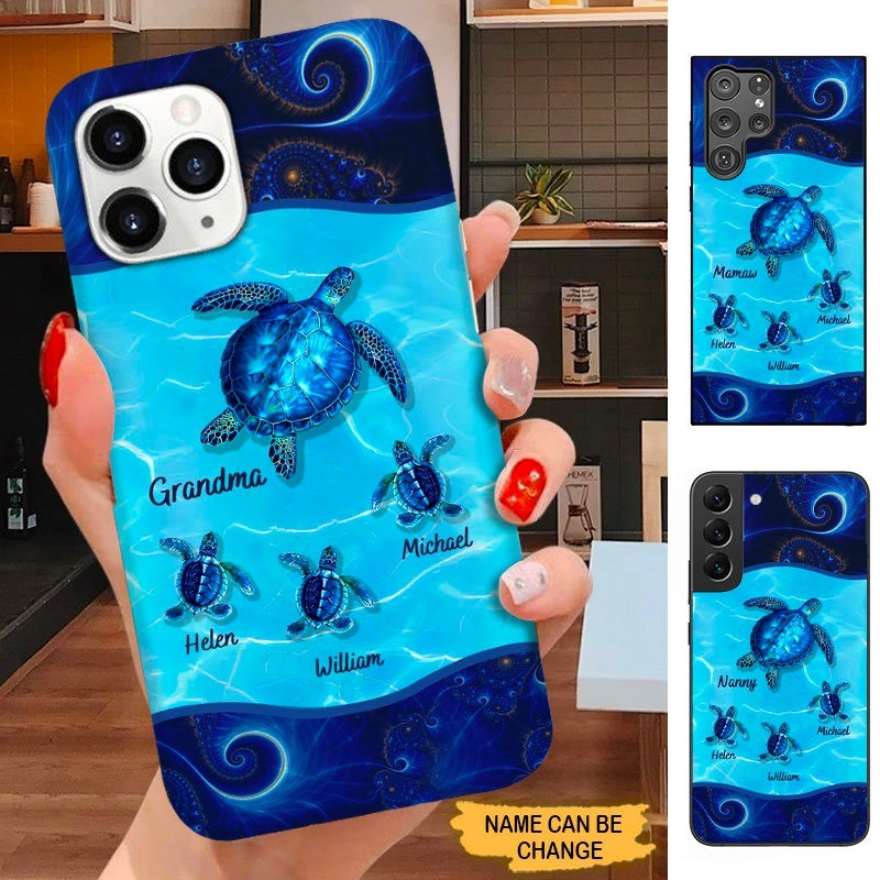 Turtle Grandma with grandkids Nana Mommy Personalized Phone case SC51010 Phone case ShinyCustom Phone Case 