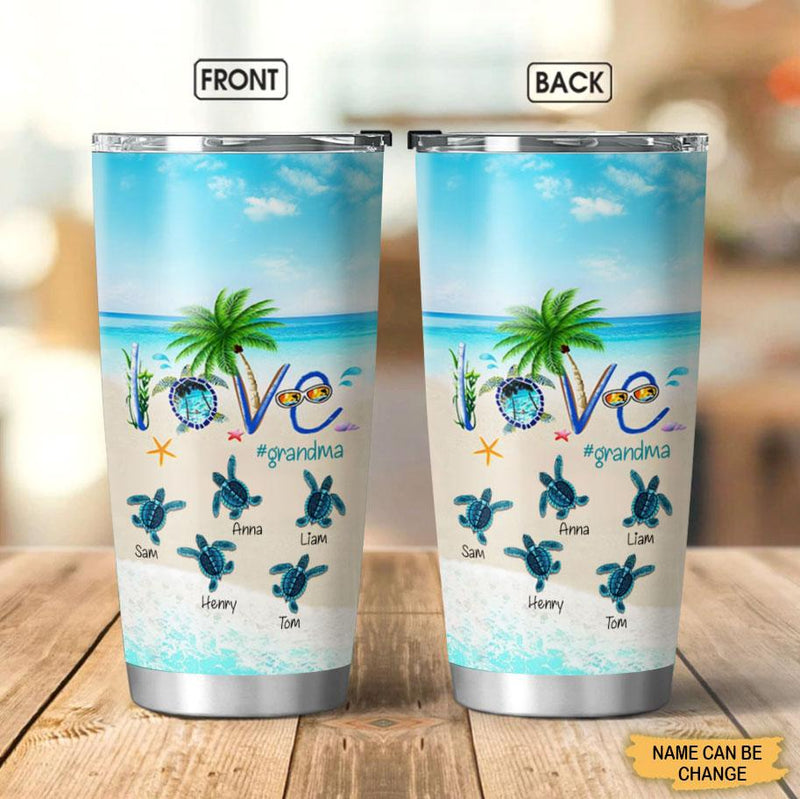 Turtle LOVE Grandma Life Personalized Tumbler Tumbler ShinyCustom - The Best Personalized Gift Store