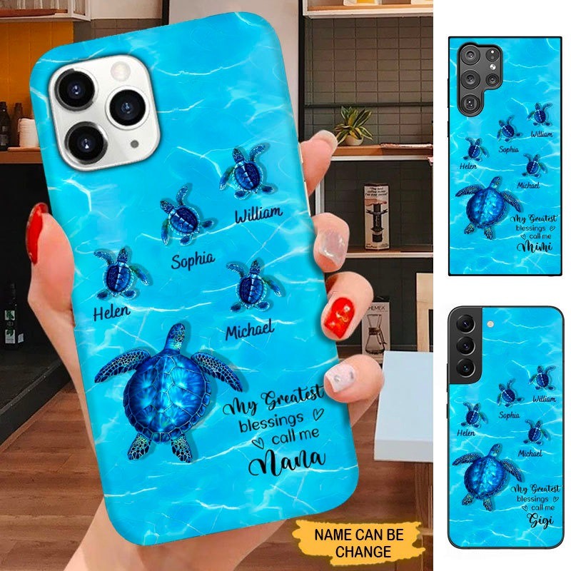 Turtle My greatest blessings called me Grandma Nana Mommy Personalized Phone case SC12105 Phone case ShinyCustom Phone Case 