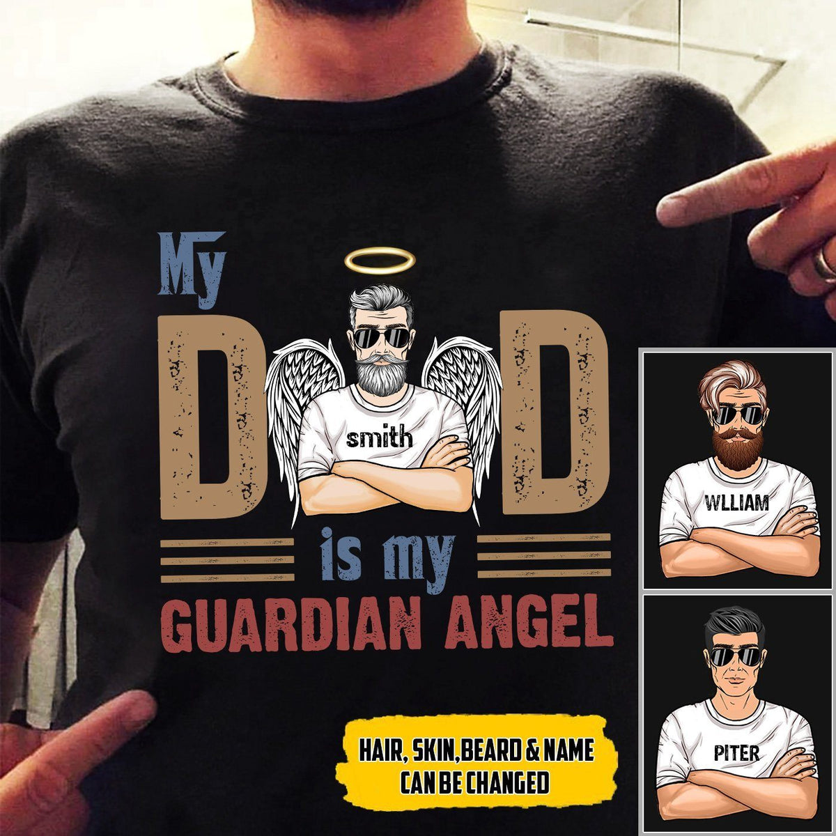 Customized My Dad Is My Guardian Angel T-Shirt PM05JUN21CT2 Dreamship S Black 