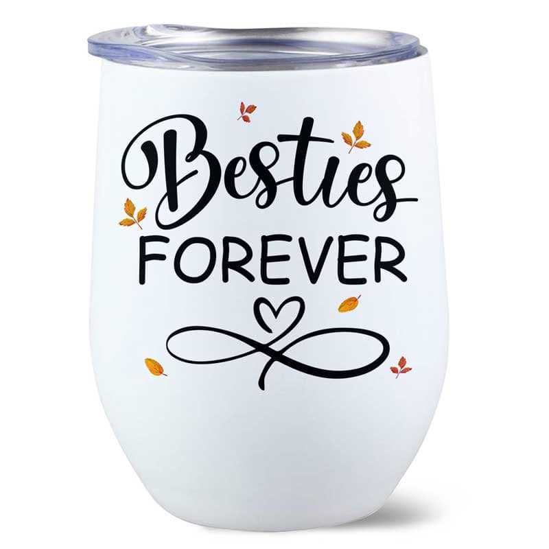 Doll Girls Standing Besties Forever Fall Season Personalized Wine Tumbler