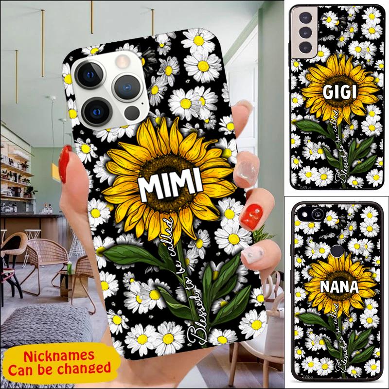 Blessed to be called Nana, Mommy, Grandma, Auntie Daisy Sunflower Personalized Phone Case Phone case FUEL 
