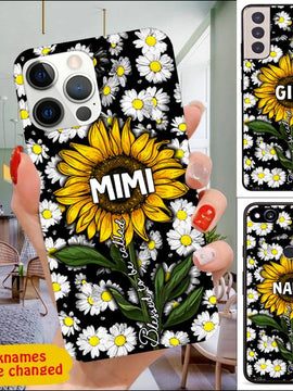 Blessed to be called Nana, Mommy, Grandma, Auntie Daisy Sunflower Personalized Phone Case