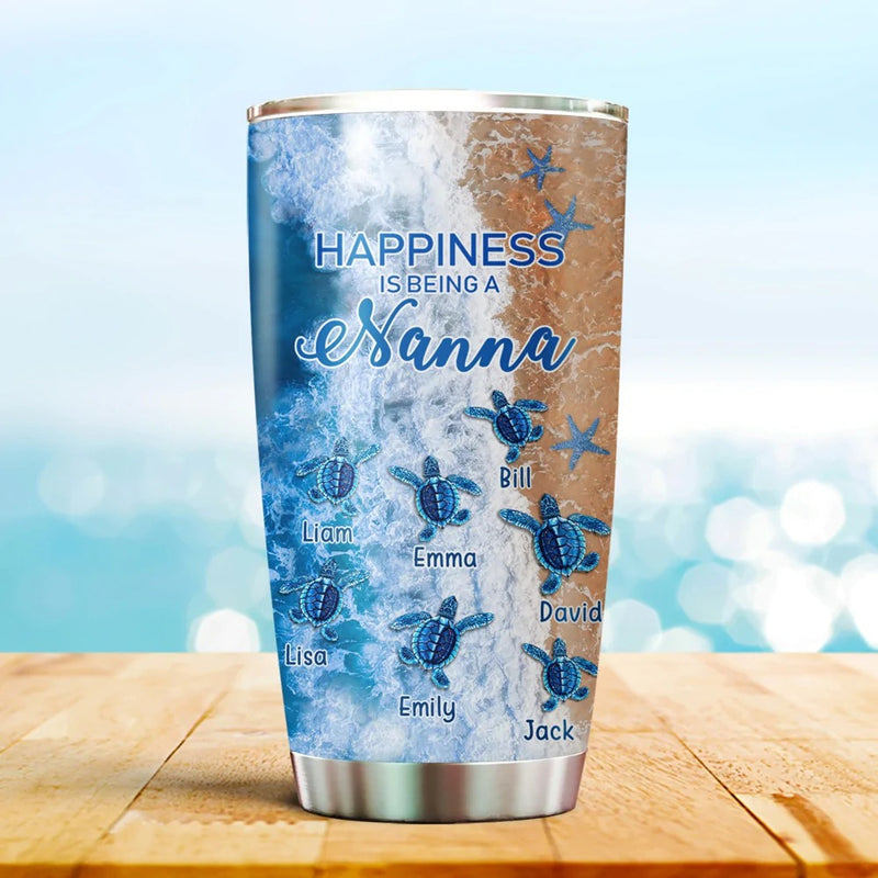 Turtle Happiness is Being Grandma Mommy Aunite Personalized Tumbler SC22920