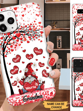 Gnome Heart Tree Grandma with Grandkids Personalized Phone Case