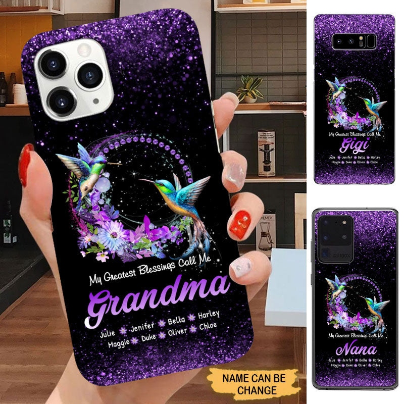Hummingbird My Greatest Blessings call me Grandma Mommy Auntie Personalized Phone case Phone case FUEL 