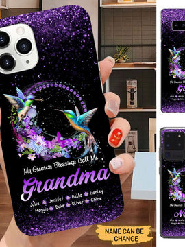 Hummingbird My Greatest Blessings call me Grandma Mommy Auntie Personalized Phone case