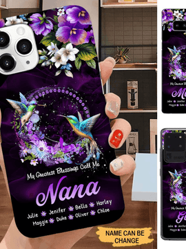 Hummingbird Grandma with Grandkids Mommy Auntie Personalized Phone Case