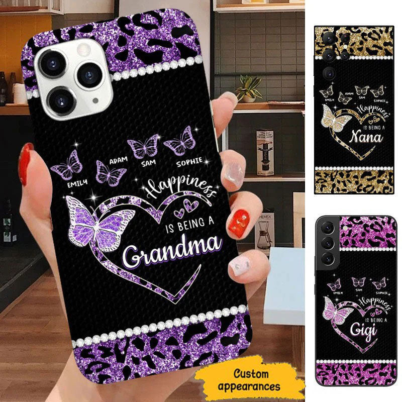 Leopard pattern Happiness is being a Grandma Personalized Phone case SC5242