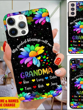 Colorful My Greatest Blessings call me Grandma,Mommy, Nana, Auntie Dandelions Personalized Phone Case v3