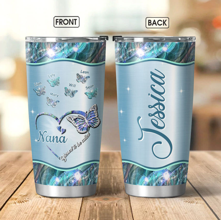 Butterfly Blessed to be called Nana Mimi Gigi Grandma Personalized Tumbler