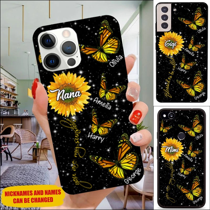 Grandma with Grandkids Sunflower Butterfly Personalized Phone case Phone case FUEL 