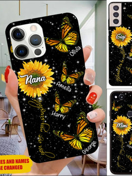 Grandma with Grandkids Sunflower Butterfly Personalized Phone case