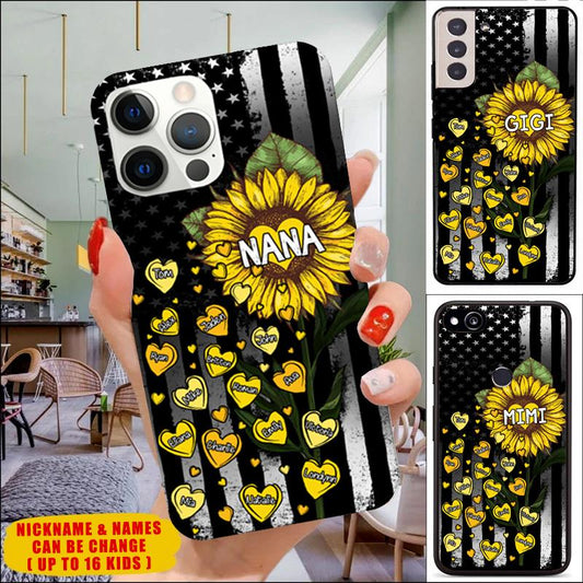 Sunflower Heart Grandma, Mommy, Auntie, Nana, Gigi phone case v3 Phone case FUEL 