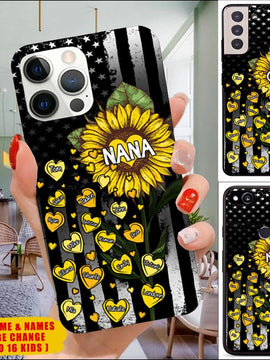 Sunflower Heart Grandma, Mommy, Auntie, Nana, Gigi phone case v3