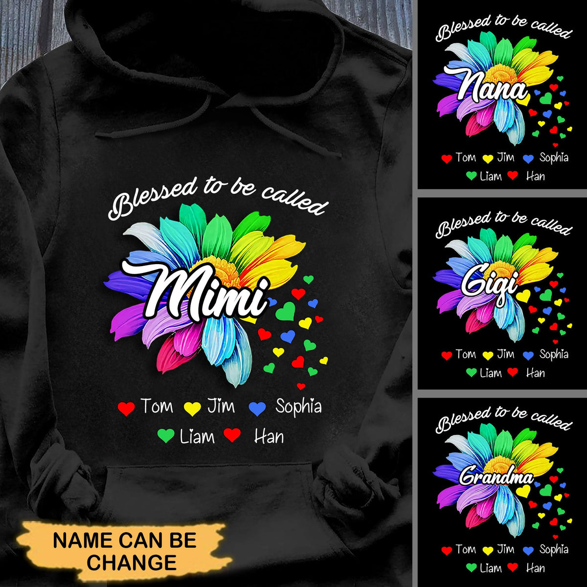Blessed Nana Grandma Heart Color Personalized Shirt 2D T-shirt ShinyCustom - The Best Personalized Gift Store 