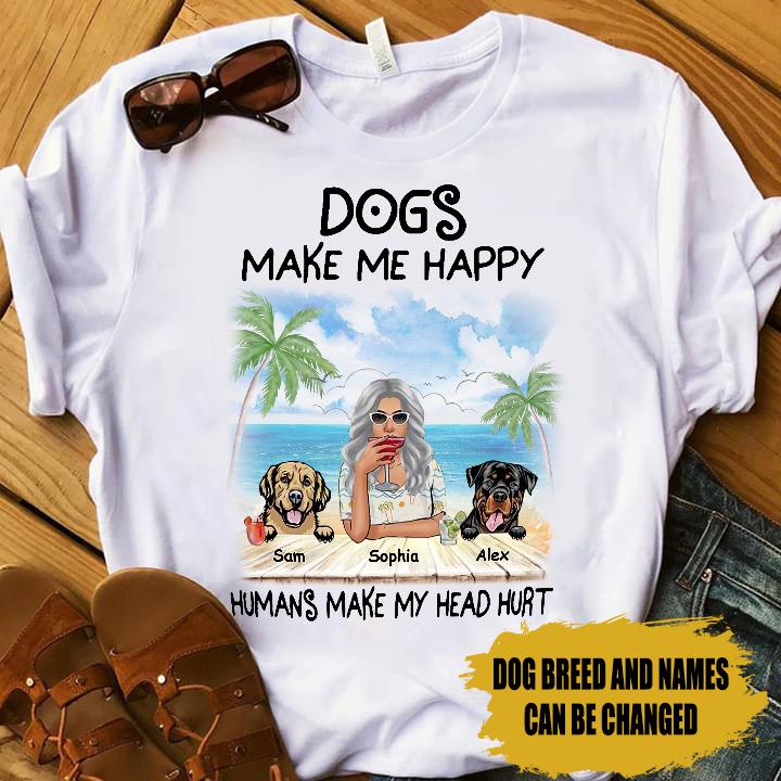 Personalized Dogs Shirt Dogs Make Me Happy Humans Make My Head Hurt Personalized ShinyCustom - The Best Personalized Gift Store 