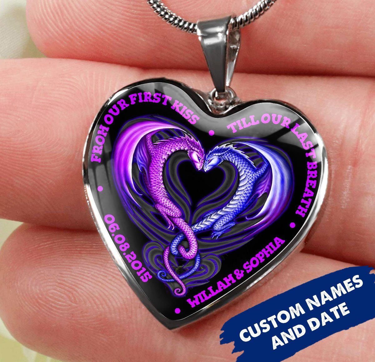 Dragon kiss till last breath Heart necklace ntk-18tq011 Jewelry ShineOn Fulfillment 