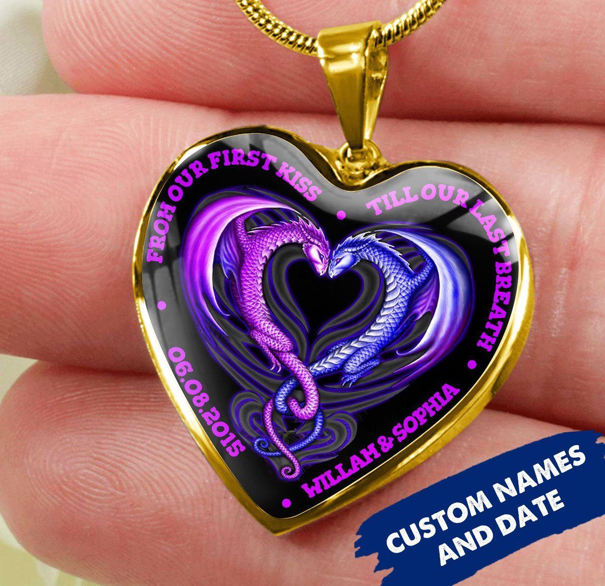 Dragon kiss till last breath Heart necklace ntk-18tq011 Jewelry ShineOn Fulfillment 