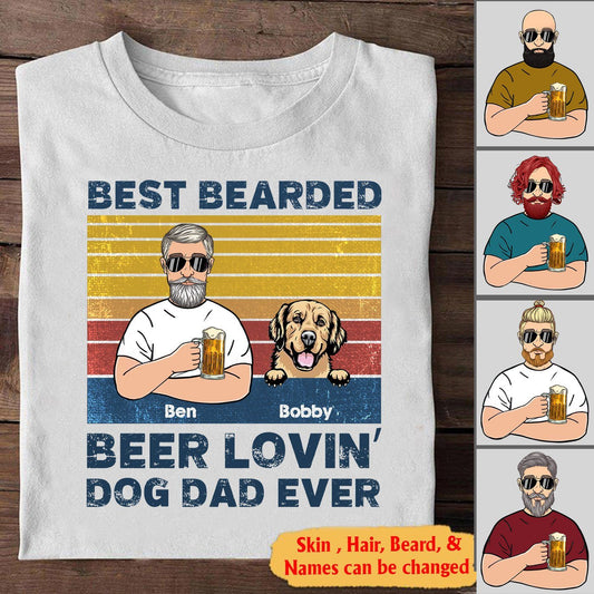 Personalized Grandpa Shirt Best Bearded Beer Lovin' Dog Dad Ever Personalized ShinyCustom - The Best Personalized Gift Store 