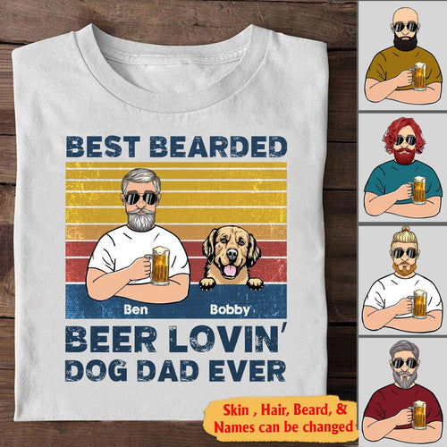Personalized Grandpa Shirt Best Bearded Beer Lovin' Dog Dad Ever Personalized ShinyCustom - The Best Personalized Gift Store 
