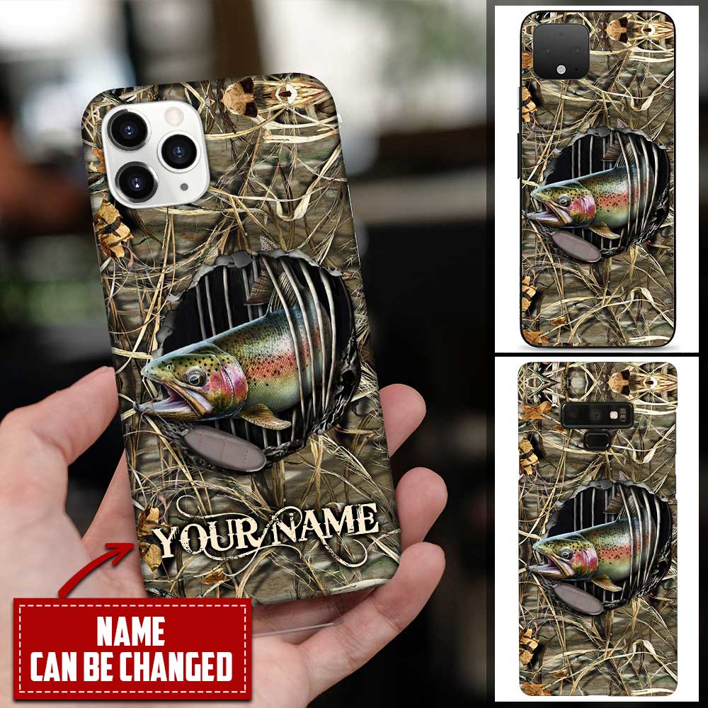 Personalized Custom Name Fishing Rainbow Trout Fish Phone Case Phone case FUEL 