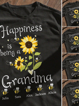 PERSONALIZED NAME BEE Happiness Is Being A Grandma Standard T-shirt DHL-TQ2D