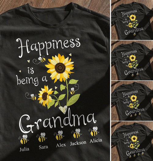 PERSONALIZED NAME BEE Happiness Is Being A Grandma Standard T-shirt DHL-TQ2D Dreamship 