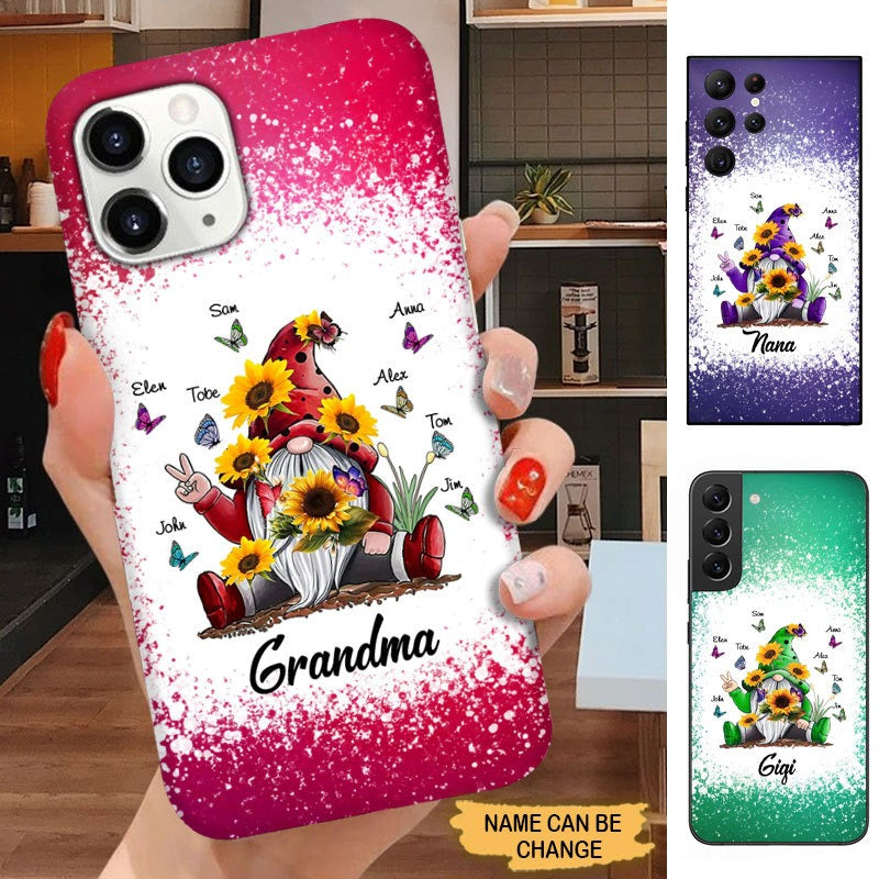 Sunflower Gnome Butterflies Grandma With Grankids Personalized Grandma Phone Case Phone case FUEL